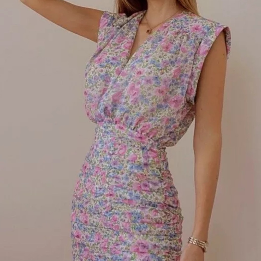 Zara Printed Ruching Dress - Picture 3 of 5